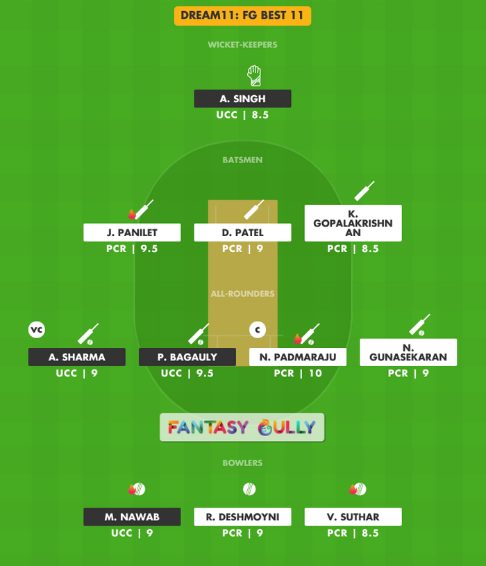 FG Best 11, UCC vs PCR Dream11 Fantasy Team Suggestion