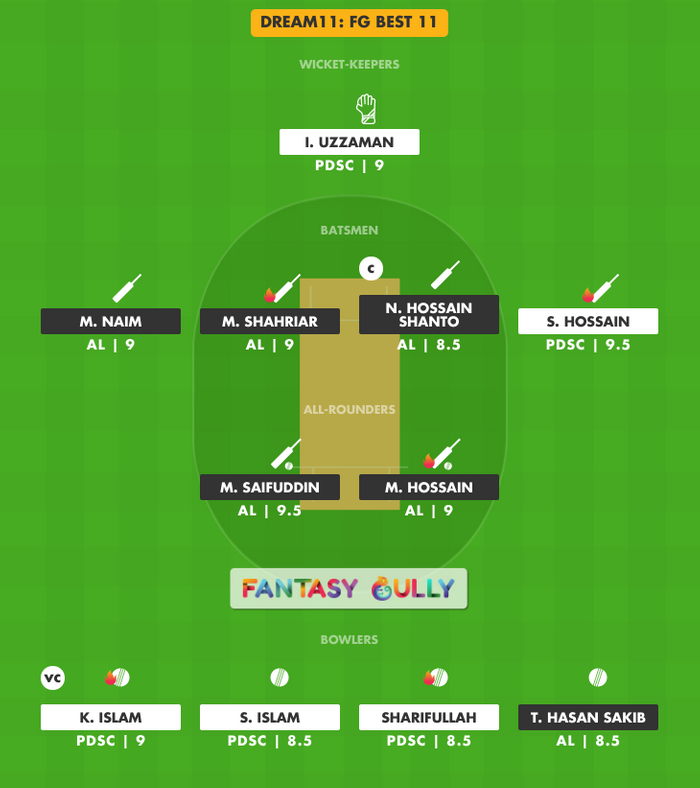 FG Best 11, AL vs PDSC Dream11 Fantasy Team Suggestion