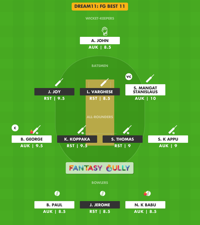 FG Best 11, RST vs AUK Dream11 Fantasy Team Suggestion