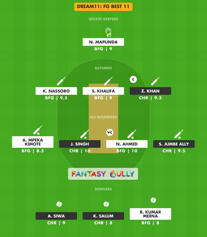 FG Best 11, BFG vs CHR Dream11 Fantasy Team Suggestion