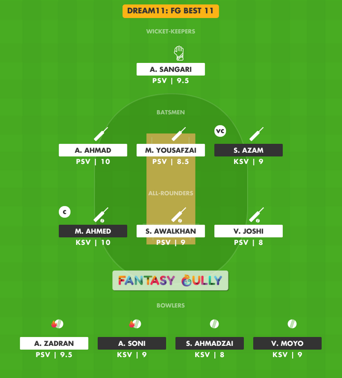 FG Best 11, PSV vs KSV Dream11 Fantasy Team Suggestion