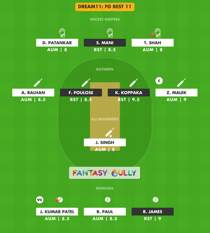 FG Best 11, AUM vs RST Dream11 Fantasy Team Suggestion