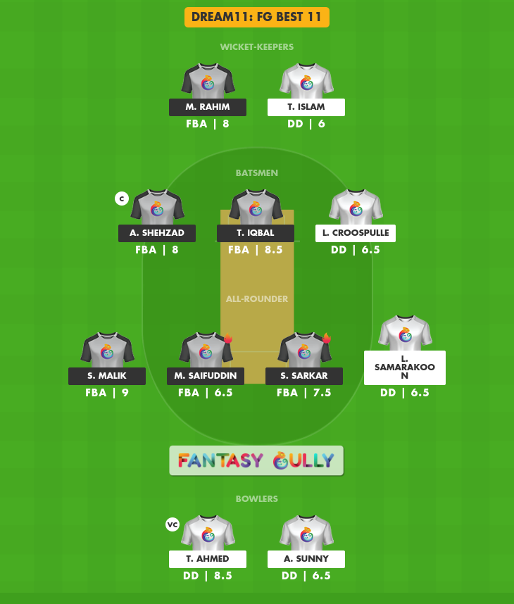 DD vs FBA Dream11 Prediction, Match 31 - Fantasy Cricket tips, Teams, Head  to Head, Zahur Ahmed Chowdhury Stadium Pitch Report