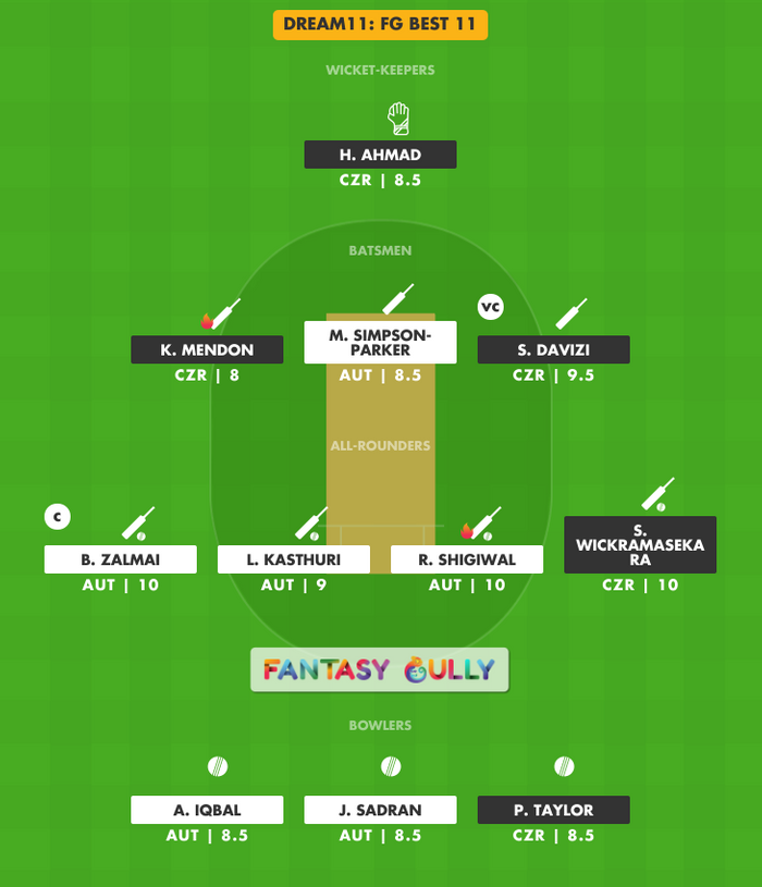 FG Best 11, CZR vs AUT Dream11 Fantasy Team Suggestion