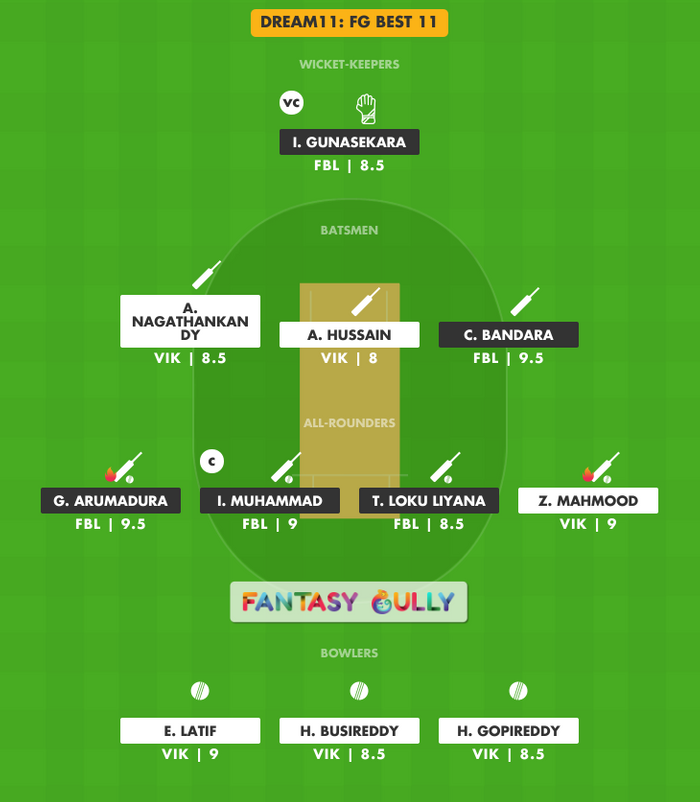 FG Best 11, VIK vs FBL Dream11 Fantasy Team Suggestion