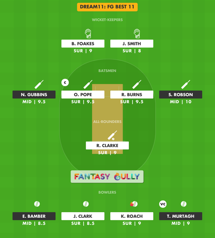 FG Best 11, SUR vs MID Dream11 Fantasy Team Suggestion