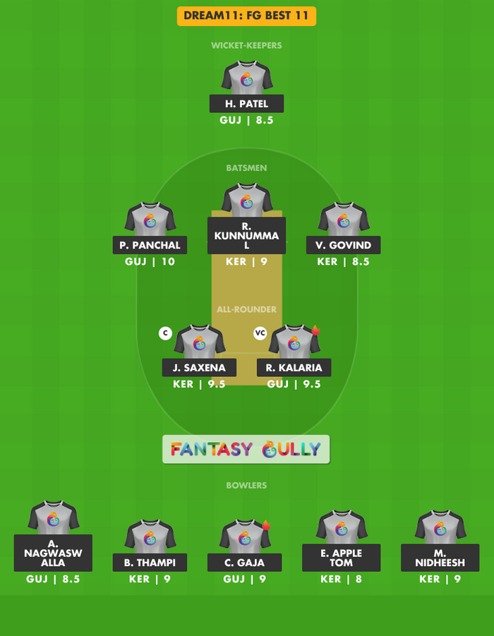 FG Best 11, GUJ बनाम KER Dream11 Fantasy Team Suggestion