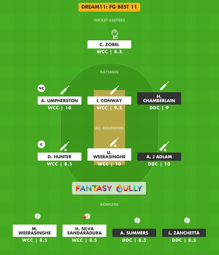 FG Best 11, DDC vs WCC Dream11 Fantasy Team Suggestion