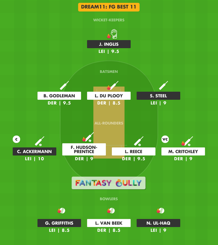 FG Best 11, DER vs LEI Dream11 Fantasy Team Suggestion