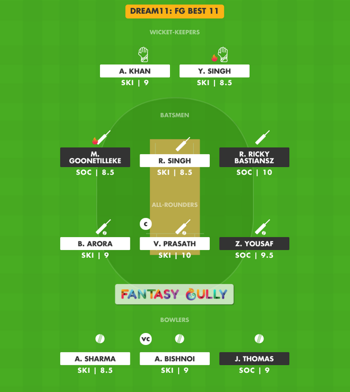 FG Best 11, SKI vs SOC Dream11 Fantasy Team Suggestion