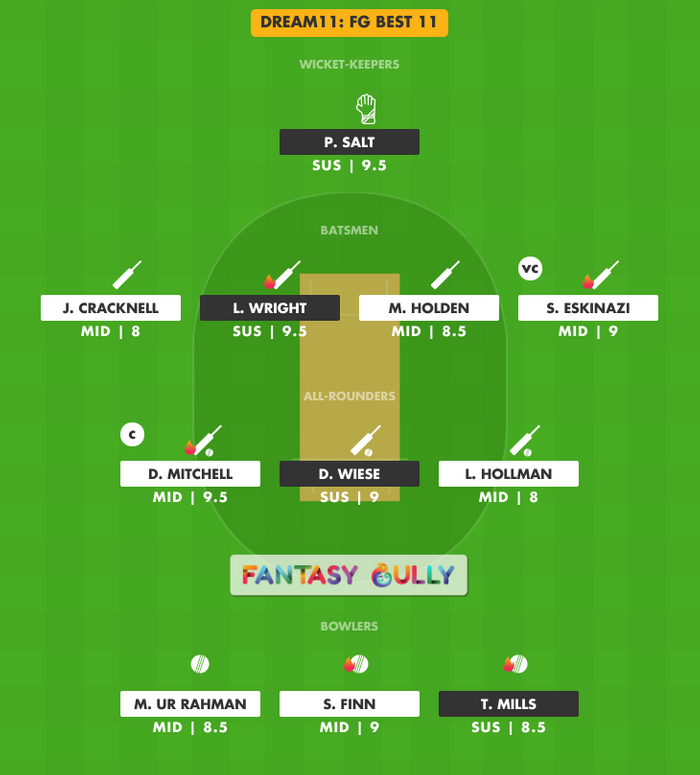 FG Best 11, MID vs SUS Dream11 Fantasy Team Suggestion