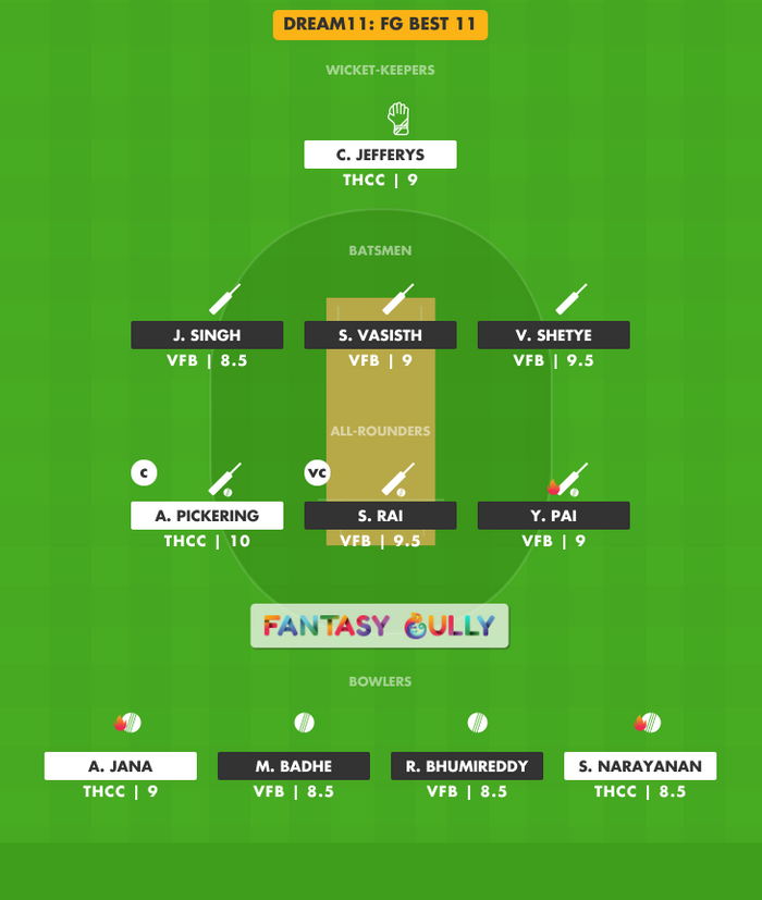 FG Best 11, THCC vs VFB Dream11 Fantasy Team Suggestion