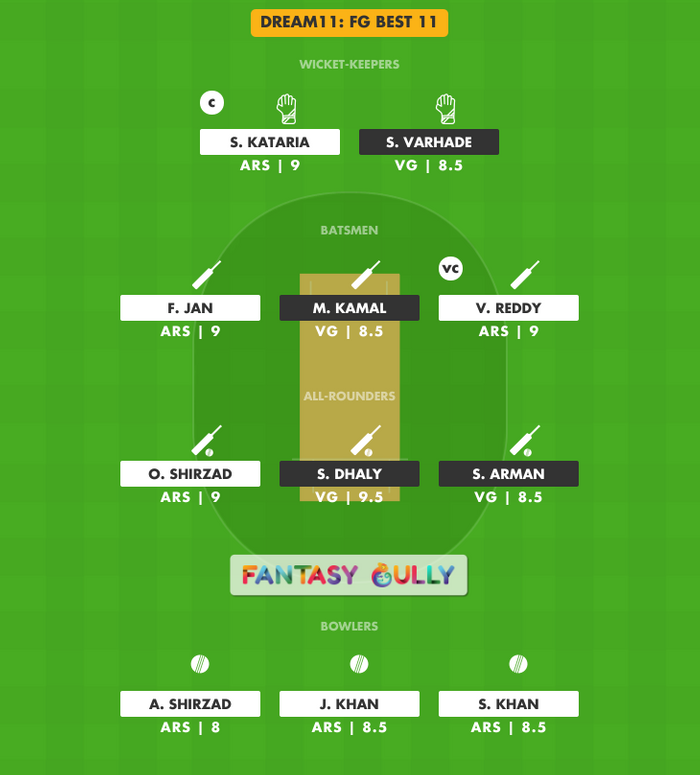 FG Best 11, VG vs ARS Dream11 Fantasy Team Suggestion