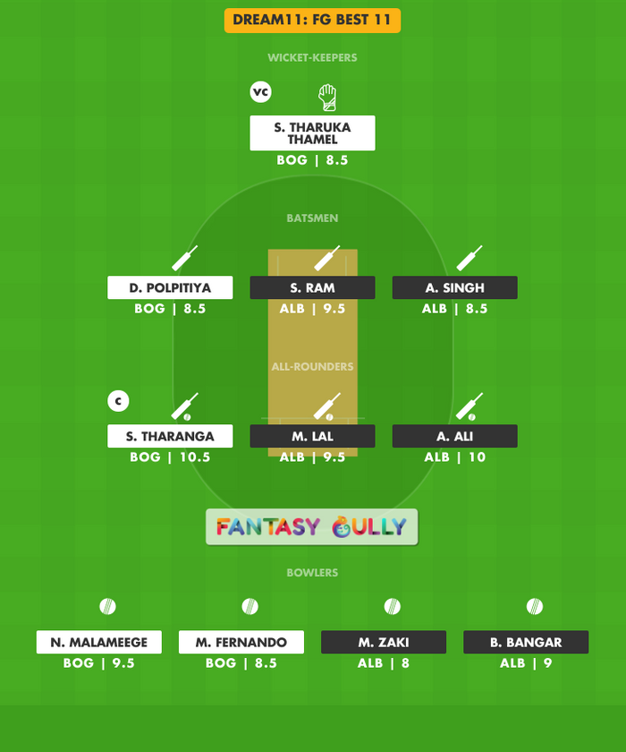 FG Best 11, BOG vs ALB Dream11 Fantasy Team Suggestion