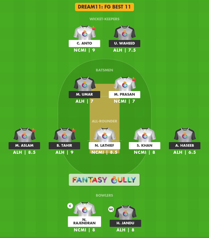 NCMI Vs ALH Dream11 फैंटेसी टीम सुझाव, 2nd Semi-Final - इन 11 प्लेयर्स ...