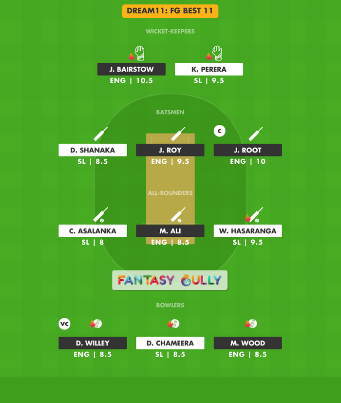 FG Best 11, ENG vs SL Dream11 Fantasy Team Suggestion