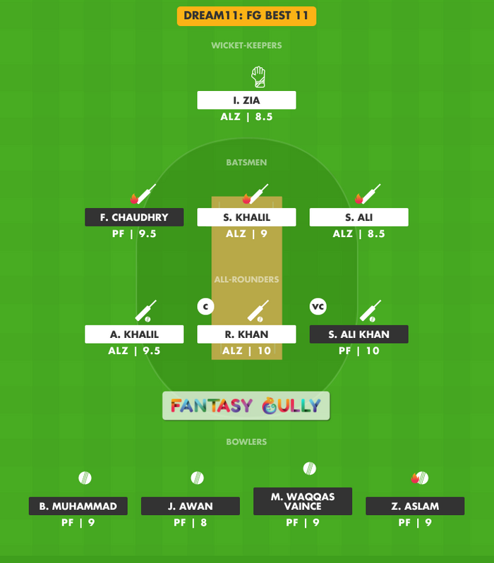 FG Best 11, PF vs ALZ Dream11 Fantasy Team Suggestion