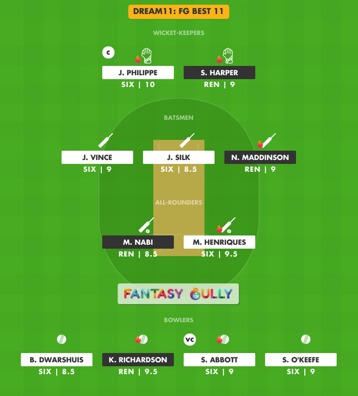 FG Best 11, SIX vs REN Dream11 Fantasy Team Suggestion