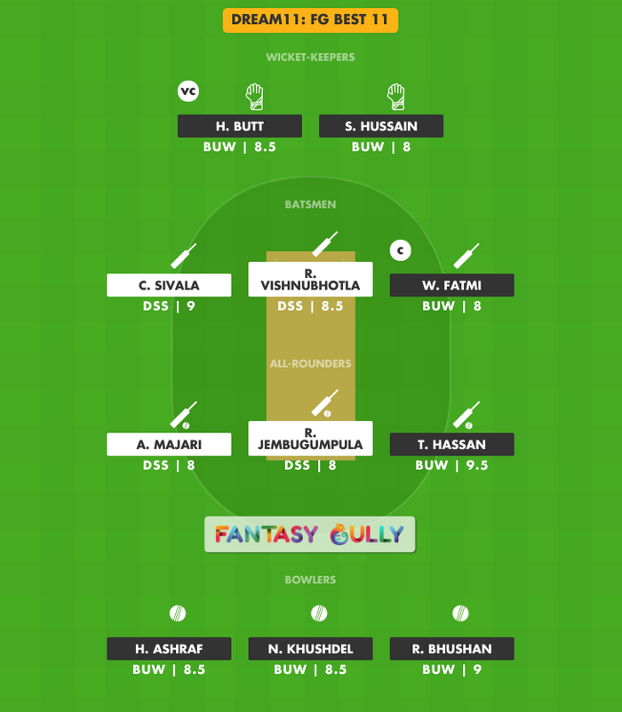 FG Best 11, BUW vs DSS Dream11 Fantasy Team Suggestion