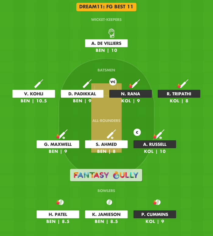 FG Best 11, BEN vs KOL Dream11 Fantasy Team Suggestion