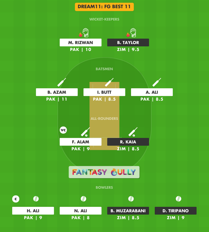 FG Best 11, ZIM vs PAK Dream11 Fantasy Team Suggestion