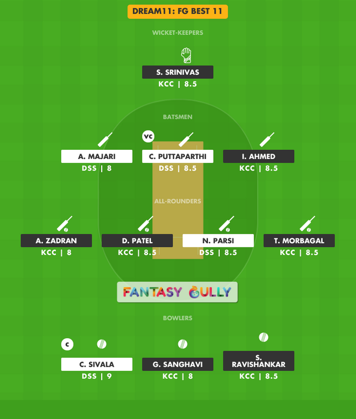 FG Best 11, DSS vs KCC Dream11 Fantasy Team Suggestion