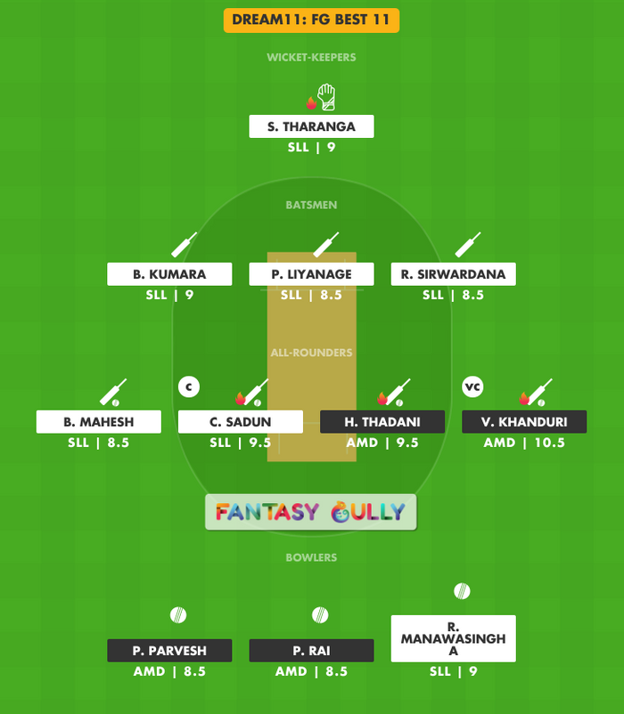 FG Best 11, AMD vs SLL Dream11 Fantasy Team Suggestion