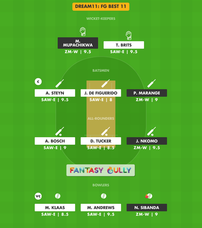 FG Best 11, ZM-W vs SAW-E Dream11 Fantasy Team Suggestion