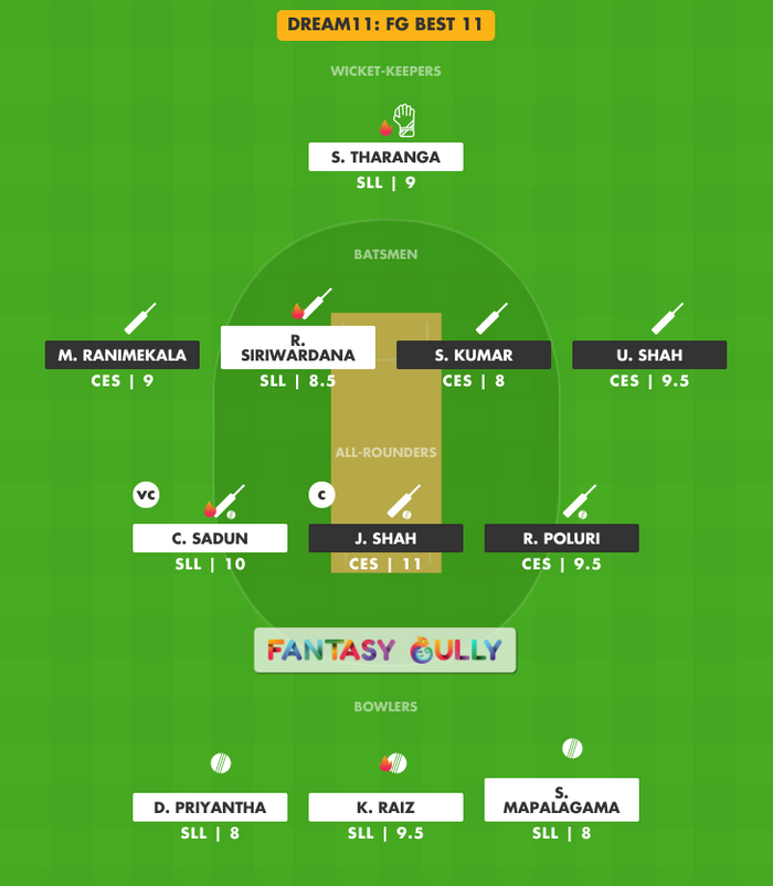 FG Best 11, CES vs SLL Dream11 Fantasy Team Suggestion