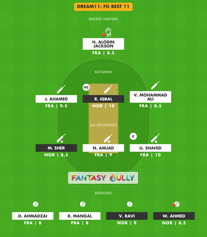 FG Best 11, NOR vs FRA Dream11 Fantasy Team Suggestion