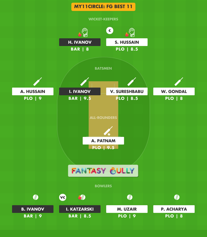 FG Best 11, PLO vs BAR My11Circle Fantasy Team Suggestion