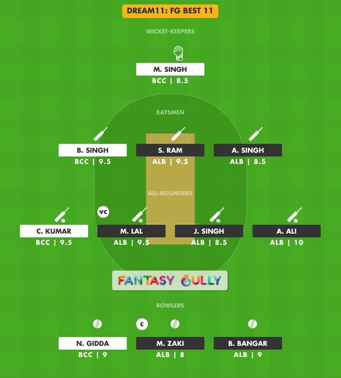 FG Best 11, ALB vs BCC Dream11 Fantasy Team Suggestion