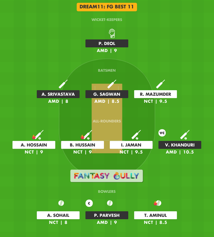 FG Best 11, AMD vs NCT Dream11 Fantasy Team Suggestion