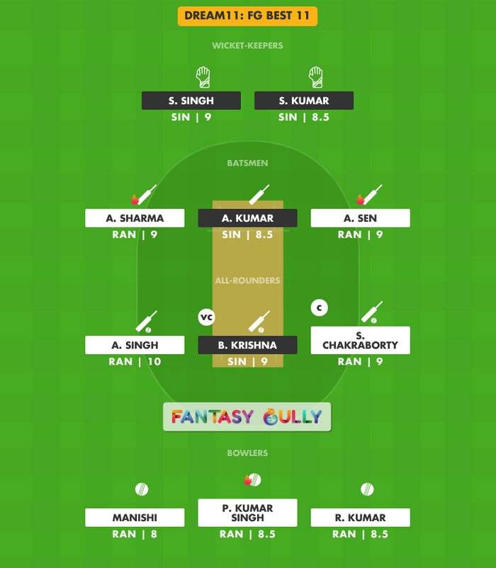 FG Best 11, SIN vs RAN Dream11 Fantasy Team Suggestion