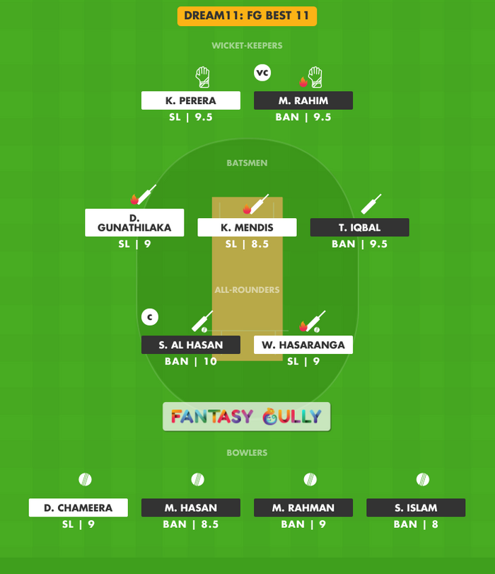 FG Best 11, BAN vs SL Dream11 Fantasy Team Suggestion