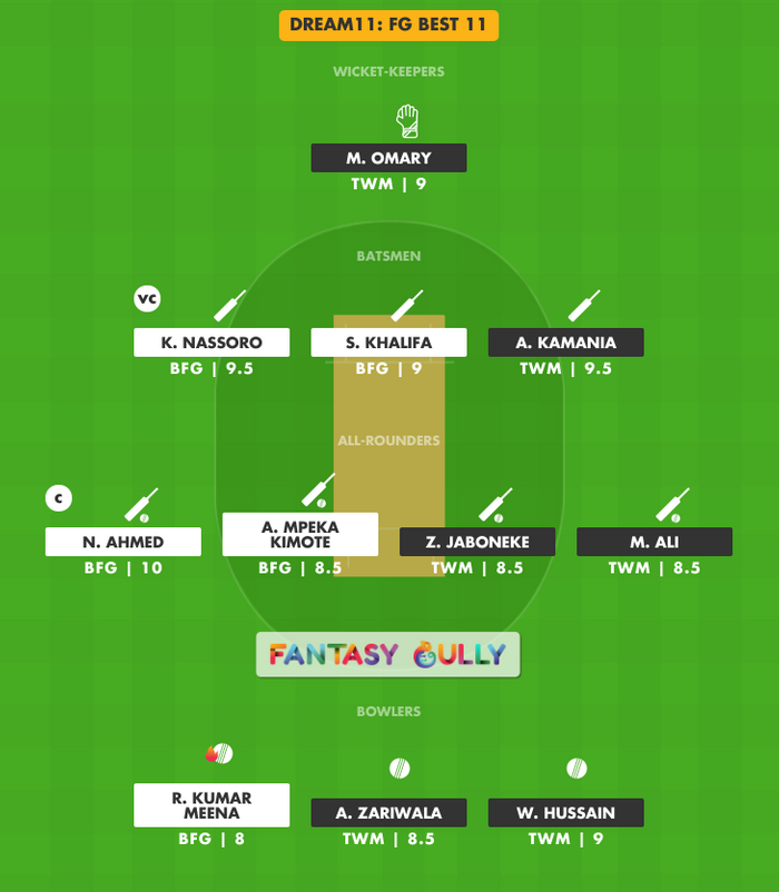 FG Best 11, BFG vs TWM Dream11 Fantasy Team Suggestion