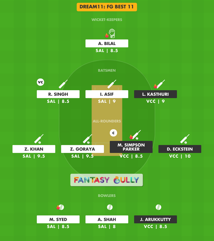 FG Best 11, VCC vs SAL Dream11 Fantasy Team Suggestion