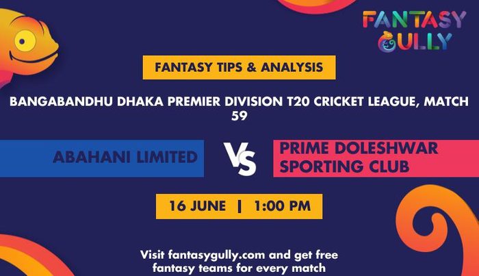 Abahani Limited vs Prime Doleshwar Sporting Club, Match 59