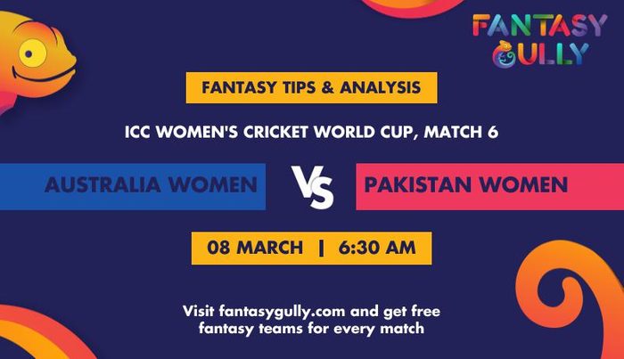 Australia Women बनाम Pakistan Women, Match 6