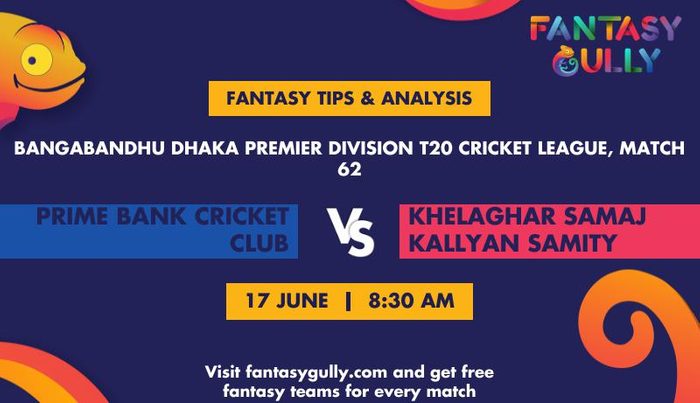 Prime Bank Cricket Club vs Khelaghar Samaj Kallyan Samity, Match 62