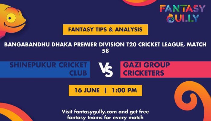 Shinepukur Cricket Club vs Gazi Group Cricketers, Match 60