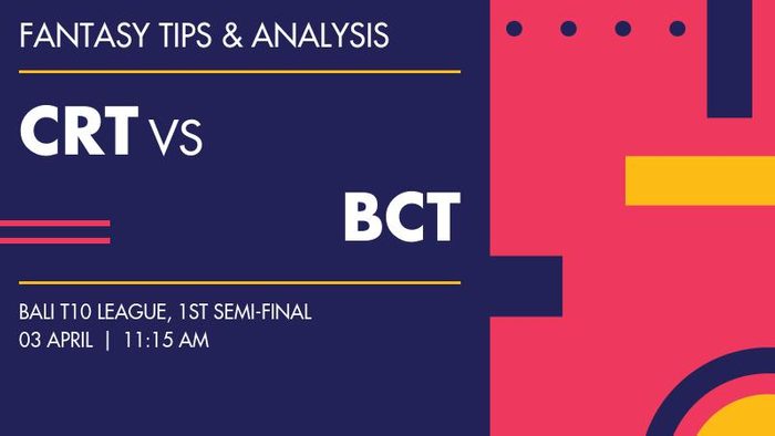 CRT vs BCT (Crickingdom Thunderbolts vs Bali Cricket Team), 1st Semi-Final