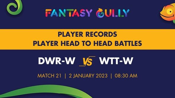 DWR-W vs WTT-W player battle, player records and player head to head records for Match 21, BYJU'S Tripura Womens T20 2022/23