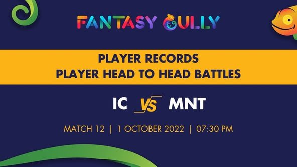 IC vs MNT player battle, player records and player head to head records for Match 12, Legends League Cricket T20 2022