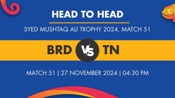 BRD vs TN Player Stats for Match 51, BRD vs TN Prediction Who Will Win Today's SMA Trophy Match Between Baroda and Tamil Nadu