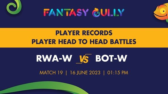 RWA-W vs BOT-W player battle, player records and player head to head records for Match 19, Kwibuka Women's T20I Tournament 2023