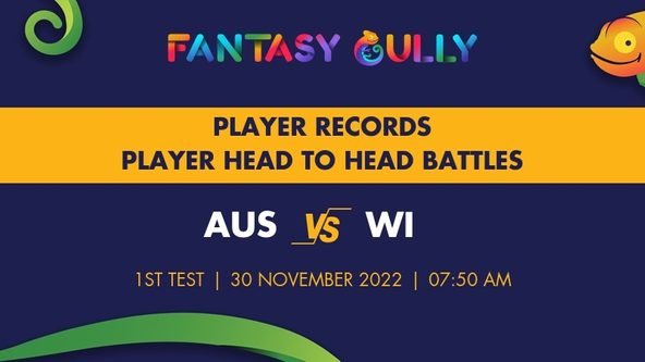 AUS vs WI player battle, player records and player head to head records for 1st Test, West Indies in Australia 2 Test Series, 2022