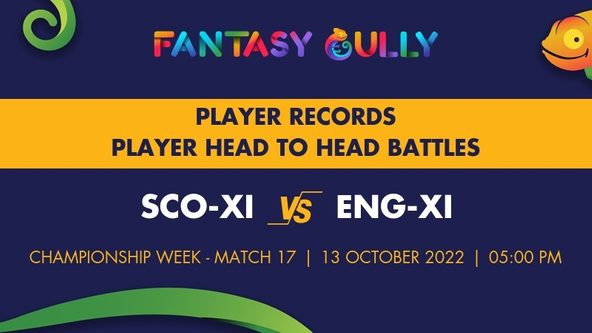 SCO-XI vs ENG-XI player battle, player records and player head to head records for Championship Week - Match 17, European Championship 2022