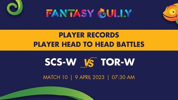 SCS-W vs TOR-W player battle, player records and player head to head records for Match 10, Fairbreak Global Invitational Womens T20 2023