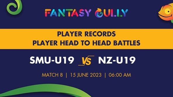 SMU-U19 vs NZ-U19 player battle, player records and player head to head records for Match 8, ICC Under-19s East Asia Pacific World Cup Qualifier 2023